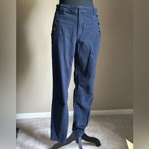 LOFT Navy Soft Fabric Straight Leg Pants